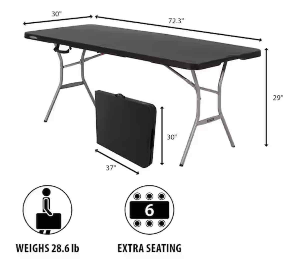Lifetime Fold in Half Table (6ft) – For rent in State College, Pennsylvania – Happy Valley Equipment Rentals | RNTR.com – Image 2 of 2