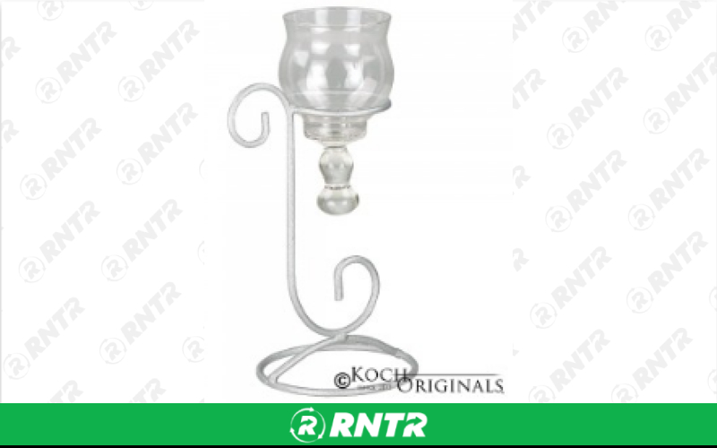 Generic 1 Light Teardrop Scroll Table Candelabra - Nickel – For rent in Hiram, Georgia – Unlimited Party Rental | RNTR.com – Image 1 of 1