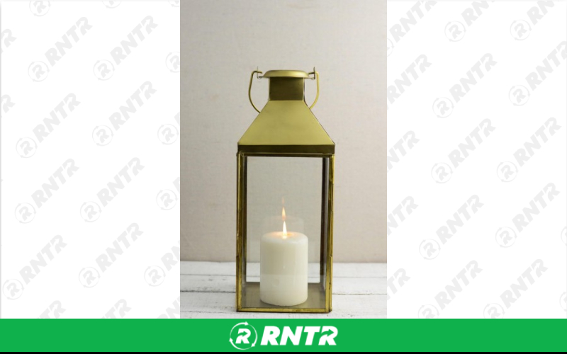 Generic 14 Lantern - Gold w/ Glass Panels – For rent in Hiram, Georgia – Unlimited Party Rental | RNTR.com – Image 1 of 1