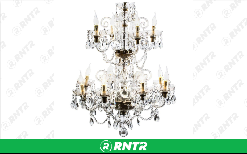 Generic 2 Tier Venetian Crystal Chandelier - 12 Light – For rent in Hiram, Georgia – Unlimited Party Rental | RNTR.com – Image 1 of 1