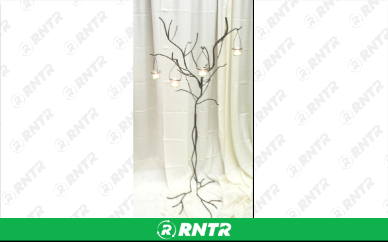 Generic 4' H Twig Tree w/ 5 Votive Globes - Bronze Leather – For rent in Hiram, Georgia – Unlimited Party Rental | RNTR.com – Image 1 of 1
