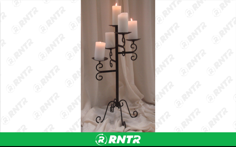 Generic 5 Light Bronze Leather Stair Step Table Candelabra – For rent in Hiram, Georgia – Unlimited Party Rental | RNTR.com – Image 1 of 1