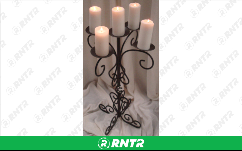 Generic 5 Light Bronze Leather Whirlwind Table Candelabra – For rent in Hiram, Georgia – Unlimited Party Rental | RNTR.com – Image 1 of 1