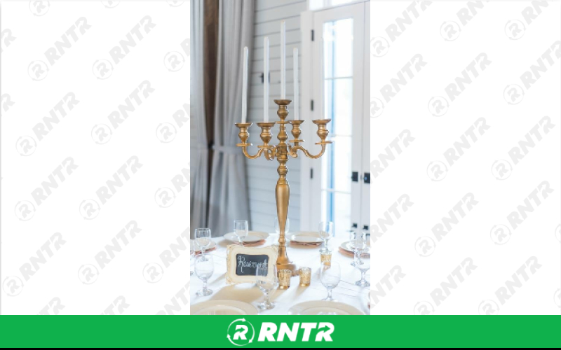 Generic 5 Light Hierarchy Table Candelabra - Gold – For rent in Hiram, Georgia – Unlimited Party Rental | RNTR.com – Image 1 of 1