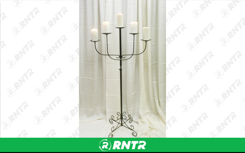 Generic 5 Light Pillar Fan Candelabra - Bronze Leather (Pair) – For rent in Hiram, Georgia – Unlimited Party Rental | RNTR.com – Image 1 of 1