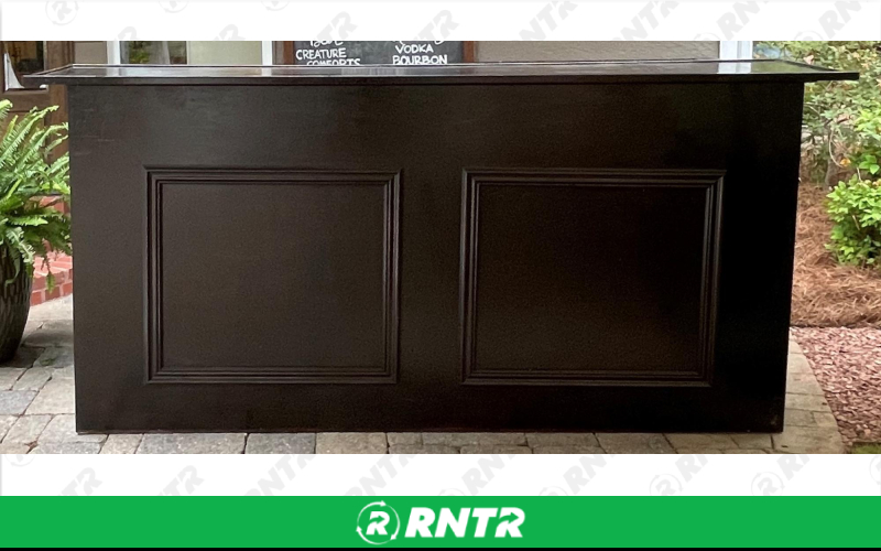 Generic 7' Mahogany Bar - 6' Prep Table Not Included – For rent in Hiram, Georgia – Unlimited Party Rental | RNTR.com – Image 1 of 1