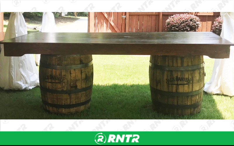 Generic 8' Rustic Table Top (For Use with 2 Barrels) – For rent in Hiram, Georgia – Unlimited Party Rental | RNTR.com – Image 1 of 1