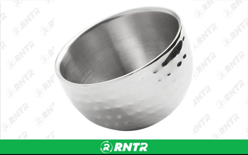 Generic 8 Stainless Hammered Bowl - Angled – For rent in Hiram, Georgia – Unlimited Party Rental | RNTR.com – Image 1 of 1