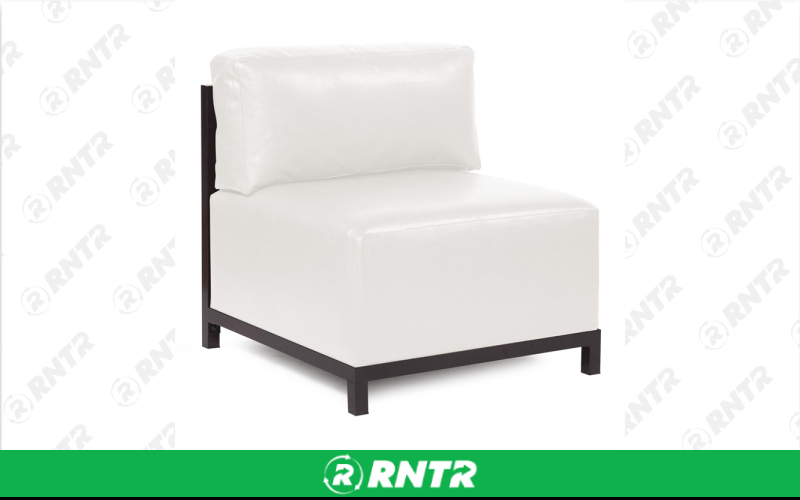 Generic Armless Chair - White Leather w/ Mahogany Frame – For rent in Hiram, Georgia – Unlimited Party Rental | RNTR.com – Image 1