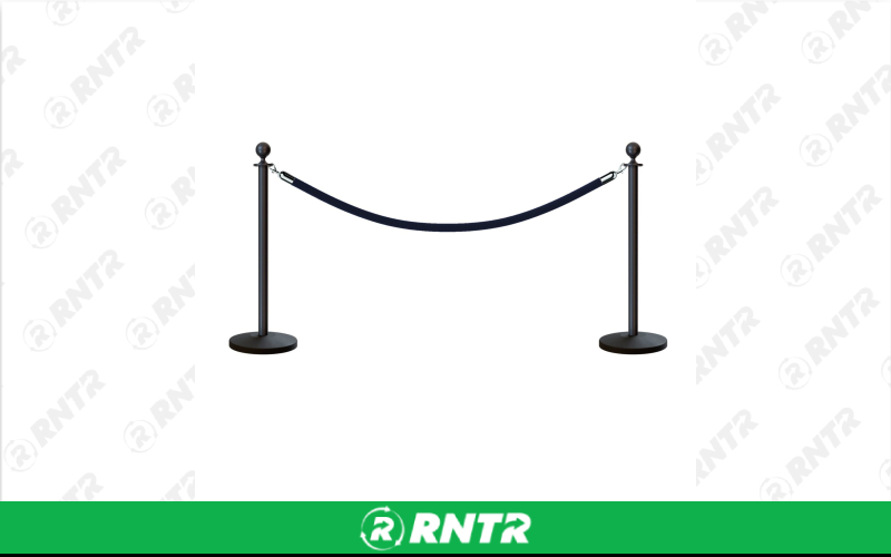 Generic Chrome Stanchion Pair w/ 8' Black Velvet Rope – For rent in Hiram, Georgia – Unlimited Party Rental | RNTR.com – Image 1 of 1