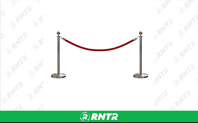 Generic Chrome Stanchion Pair w/ 8' Red Velvet Rope – For rent in Hiram, Georgia – Unlimited Party Rental | RNTR.com – Image 1 of 1
