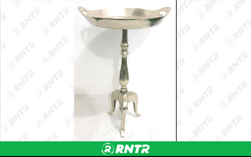 Generic Chrome Tray Table - 28 High – For rent in Hiram, Georgia – Unlimited Party Rental | RNTR.com – Image 1 of 1