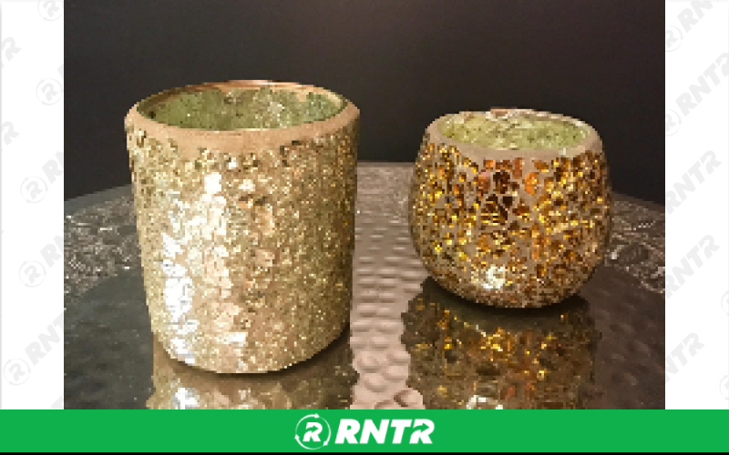 Generic Cylinder Mosaic Votive Cup - Gold w/ Tea Light – For rent in Hiram, Georgia – Unlimited Party Rental | RNTR.com – Image 1 of 1