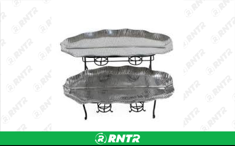 Generic Double Banana Leaf Tray on Stand – For rent in Hiram, Georgia – Unlimited Party Rental | RNTR.com – Image 1 of 1