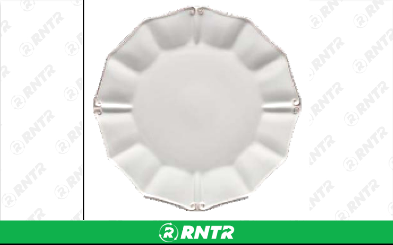 Generic Fleur De Lis Ivory Dinner Plate – For rent in Hiram, Georgia – Unlimited Party Rental | RNTR.com – Image 1 of 1