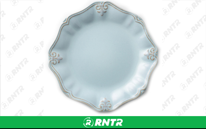 Generic Fleur De Lis Robin's Egg Blue Luncheon Plate – For rent in Hiram, Georgia – Unlimited Party Rental | RNTR.com – Image 1 of 1