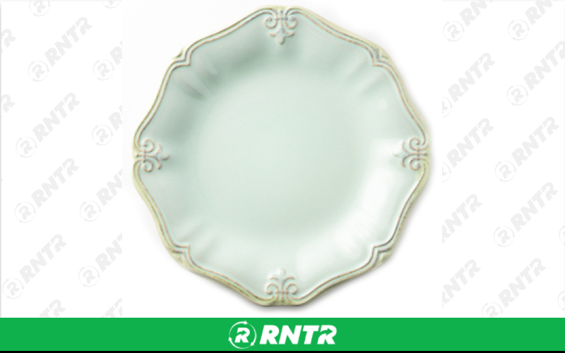 Generic Fleur De Lis Sage Luncheon Plate – For rent in Hiram, Georgia – Unlimited Party Rental | RNTR.com – Image 1 of 1