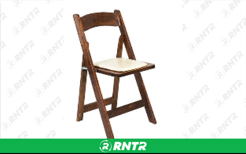 Generic Fruitwood Padded Chair - Tan Cushion – For rent in Hiram, Georgia – Unlimited Party Rental | RNTR.com – Image 1 of 1
