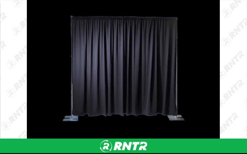 Generic Pipe and Drape - 9-14' H x 12' W Section - Black Drape – For rent in Hiram, Georgia – Unlimited Party Rental | RNTR.com – Image 1