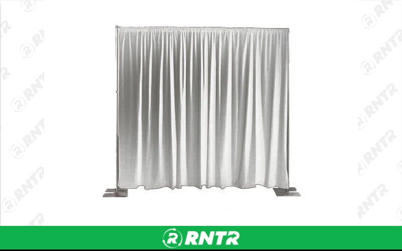 Generic Pipe and Drape - 9-14' H x 12' W Section - White Drape – For rent in Hiram, Georgia – Unlimited Party Rental | RNTR.com – Image 1