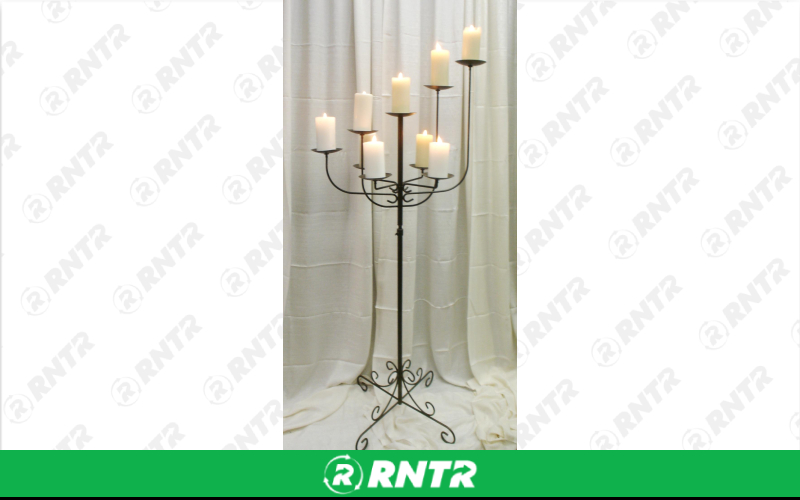Generic Rustic 9 Light Candelabra - Bronze Leather (Pair) – For rent in Hiram, Georgia – Unlimited Party Rental | RNTR.com – Image 1 of 1