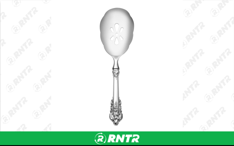 Generic Silver Grand Baroque Condiment Spoon - Slotted – For rent in Hiram, Georgia – Unlimited Party Rental | RNTR.com – Image 1 of 1