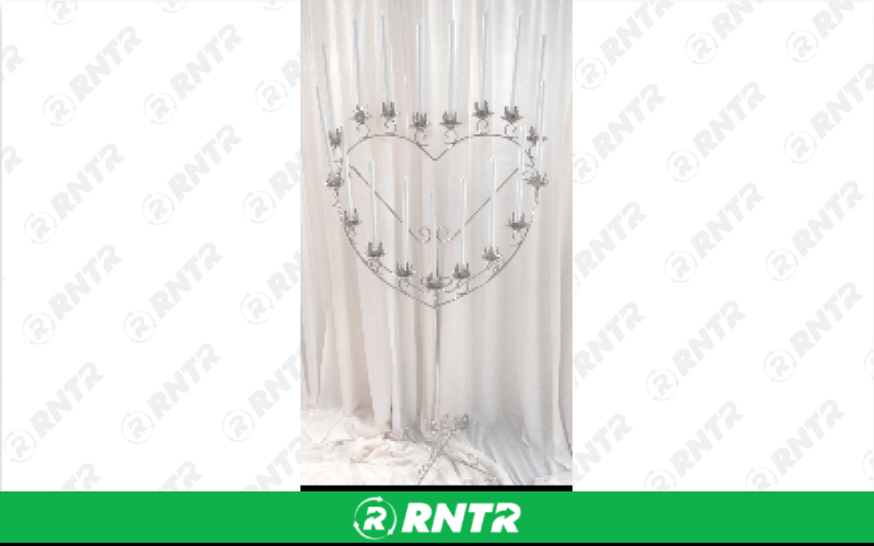 Generic Single Heart Candelabra - Bronze Leather – For rent in Hiram, Georgia – Unlimited Party Rental | RNTR.com – Image 1 of 1