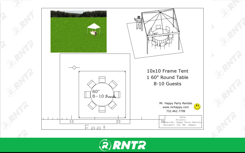 Generic 10x10 Frame Tent – For rent in Howell, New Jersey – Mr. Happy Party Rentals | RNTR.com – Image 2 of 3