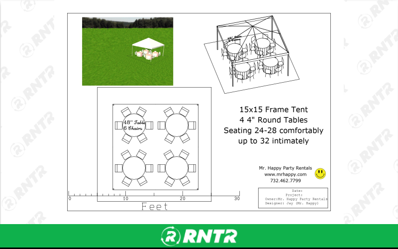 Generic 15x15 Frame Tent – For rent in Howell, New Jersey – Mr. Happy Party Rentals | RNTR.com – Image 3 of 3