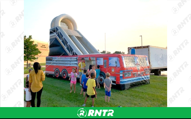 Generic 18' Fire Truck Slide -  Dry ONLY – For rent in howell, new-jersey – Mr. Happy Party Rentals | RNTR.com – Image 1