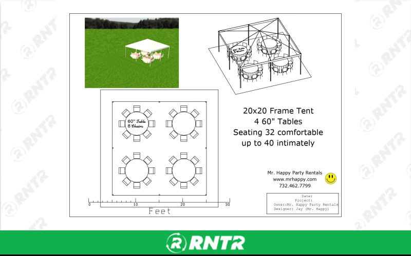 Generic 20x20 Heated Tent Package -  Warmer Tension Tent – For rent in howell, new-jersey – Mr. Happy Party Rentals | RNTR.com – Image 1