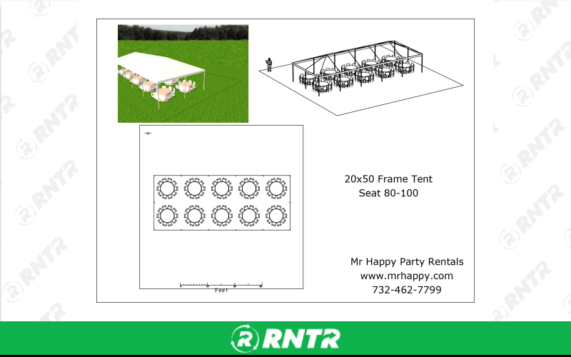 Generic 20x50 Frame Tent (1 Tent) – For rent in Howell, New Jersey – Mr. Happy Party Rentals | RNTR.com – Image 2 of 2