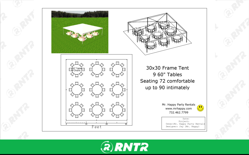 Generic 30x30 Frame Tent – For rent in howell, new-jersey – Mr. Happy Party Rentals | RNTR.com – Image 1