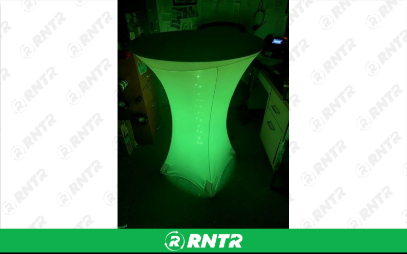 Generic 30" Cocktail Table with LED"s & Spandex Cover – For rent in howell, new-jersey – Mr. Happy Party Rentals | RNTR.com – Image 1