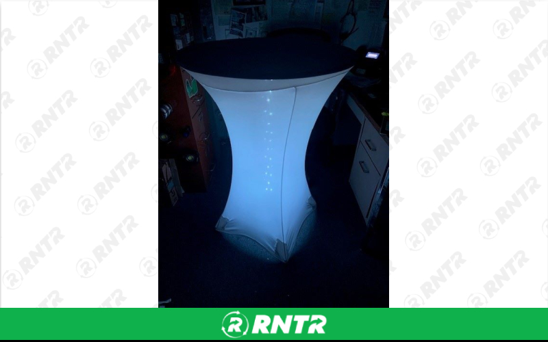 Generic 30" Cocktail Table with LED"s & Spandex Cover – For rent in Howell, New Jersey – Mr. Happy Party Rentals | RNTR.com – Image 2 of 3