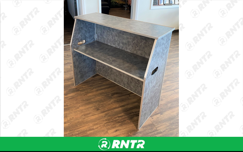 PS Furniture 4' Bar (Pewter Brush Finish) – For rent in lititz, pennsylvania – Tents For Rent LLC | RNTR.com – Image 1