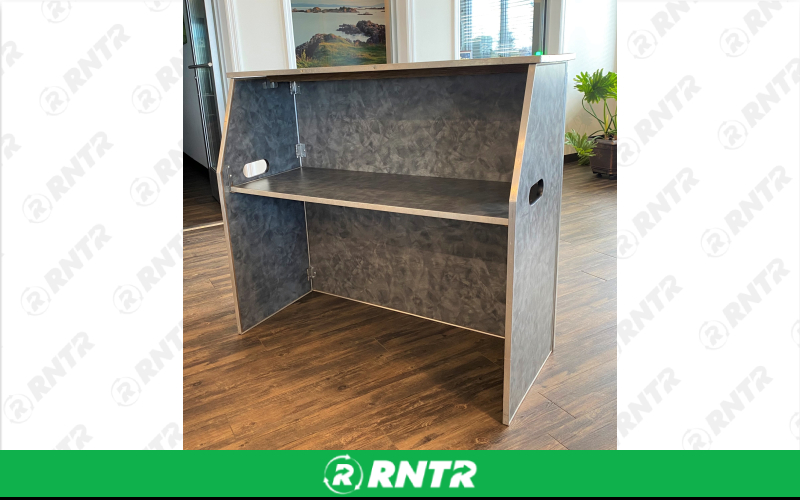 PS Furniture 4' Bar (Pewter Brush Finish) – For rent in Lititz, Pennsylvania – Tents For Rent LLC | RNTR.com – Image 2 of 7