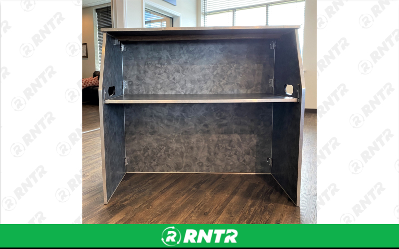 PS Furniture 4' Bar (Pewter Brush Finish) – For rent in Lititz, Pennsylvania – Tents For Rent LLC | RNTR.com – Image 3 of 7