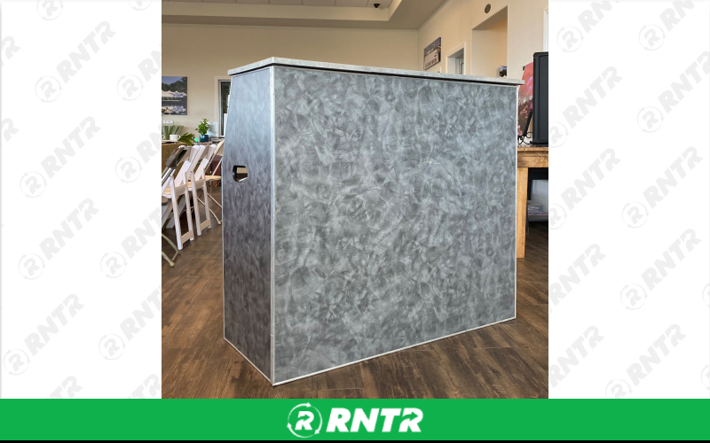 PS Furniture 4' Bar (Pewter Brush Finish) – For rent in Lititz, Pennsylvania – Tents For Rent LLC | RNTR.com – Image 5 of 7