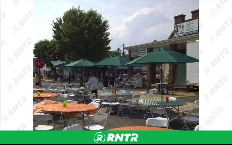 Generic 48" Table/Umbrella Set (Chairs NOT included) – For rent in howell, new-jersey – Mr. Happy Party Rentals | RNTR.com – Image 1