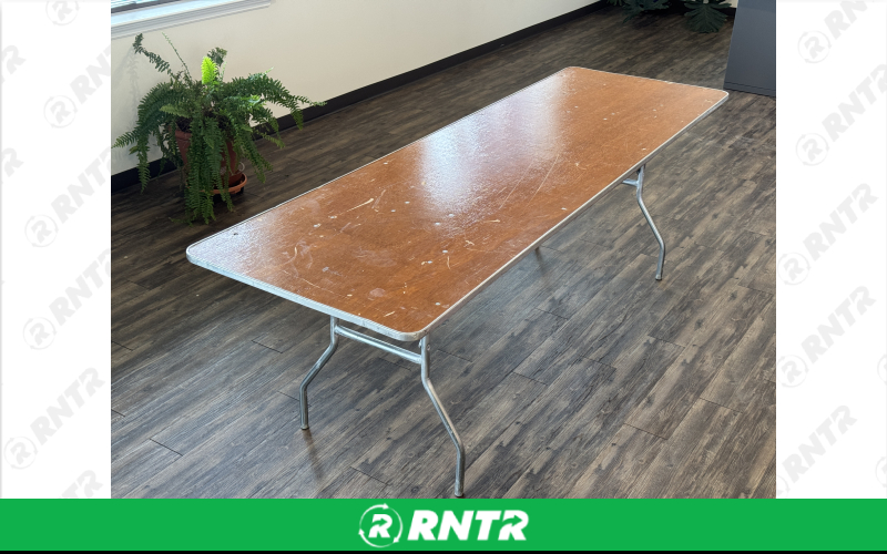 PS Furniture 8' Banquet Tables – For rent in lititz, pennsylvania – Tents For Rent LLC | RNTR.com – Image 1
