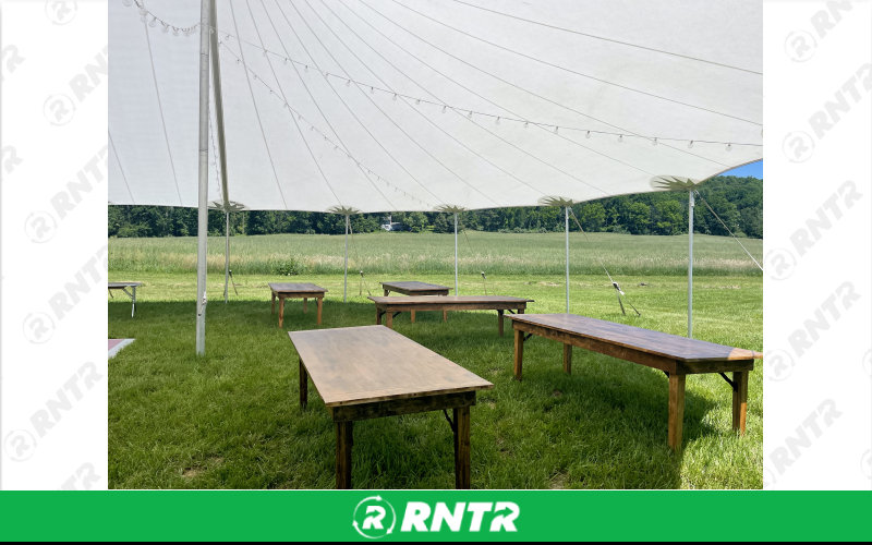 PS Furniture 8' Farm Tables – For rent in Lititz, Pennsylvania – Tents For Rent LLC | RNTR.com – Image 3 of 4