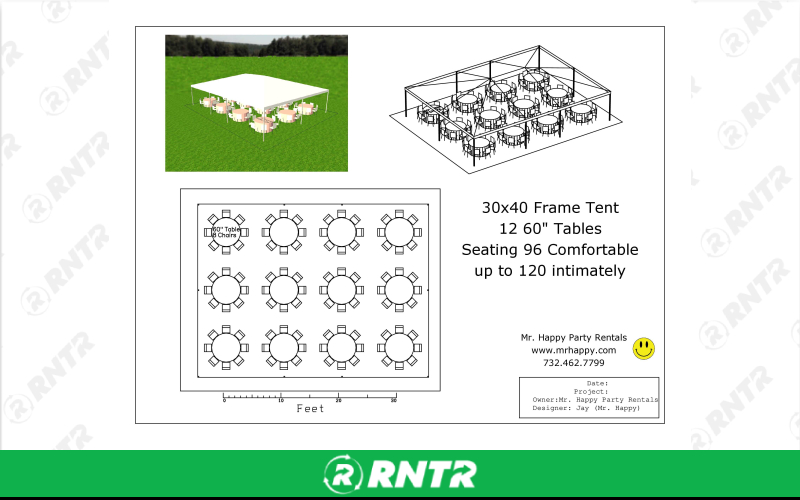 Generic 96 Guest Frame Tent Package – For rent in Howell, New Jersey – Mr. Happy Party Rentals | RNTR.com – Image 2 of 2