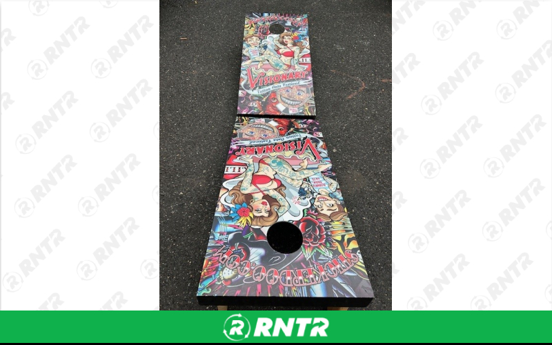 Generic Asbury Park Artistic Corn Hole Boards – For rent in howell, new-jersey – Mr. Happy Party Rentals | RNTR.com – Image 1
