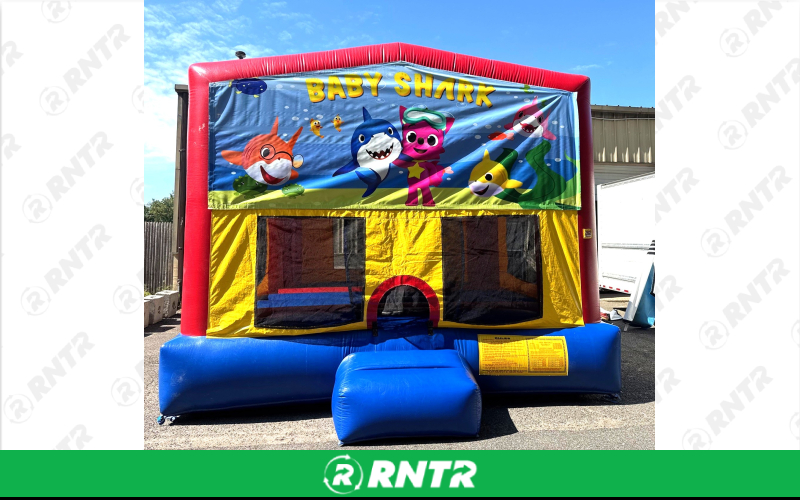 Generic Baby Shark Combo w/slide and BB hoop – For rent in howell, new-jersey – Mr. Happy Party Rentals | RNTR.com – Image 1