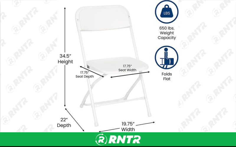 Generic CHAIR - FOLDING WHITE BIG AND TALL - WIDE – For rent in Edmonds, Washington – Miller\\\'s Equipment and Rent-All inc. | RNTR.com – Image 2 of 3
