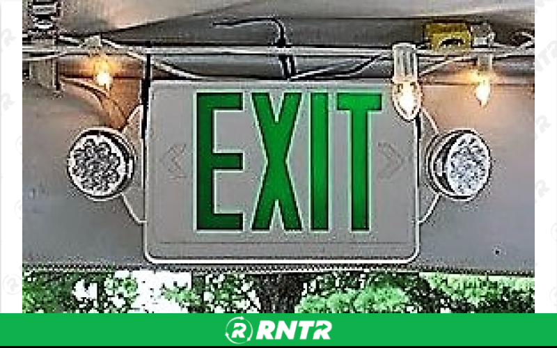 Generic Exit Sign with Emergency Lights – For rent in howell, new-jersey – Mr. Happy Party Rentals | RNTR.com – Image 1