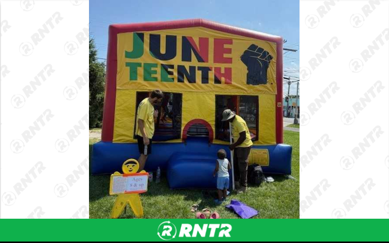 Generic Juneteenth Combo w/slide and BB hoop – For rent in howell, new-jersey – Mr. Happy Party Rentals | RNTR.com – Image 1