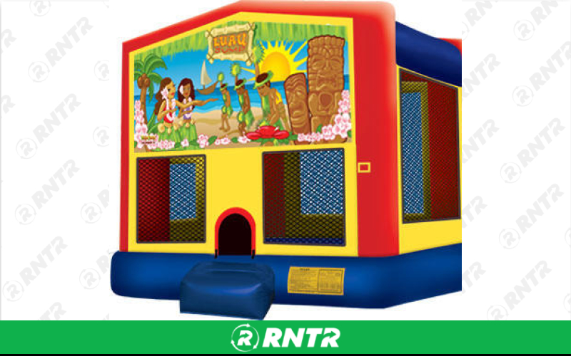 Generic Luau themed Bounce House (13 x13) – For rent in Vancouver, Washington – Bounce-n-Battle | RNTR.com – Image 1 of 1