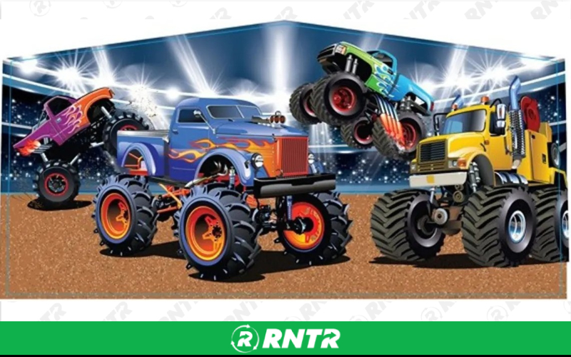 Generic Monster Truck Super Combo w/slide -  BB hoop & Obstacles – For rent in howell, new-jersey – Mr. Happy Party Rentals | RNTR.com – Image 1